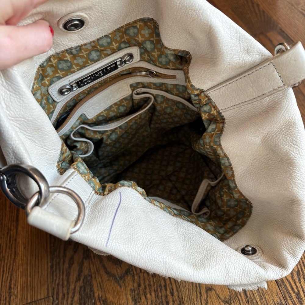 LOCKHEART Rare Y2K Raya Leaflet Ivory Shoulder Hobo Bag Purse - Picture 6 of 12